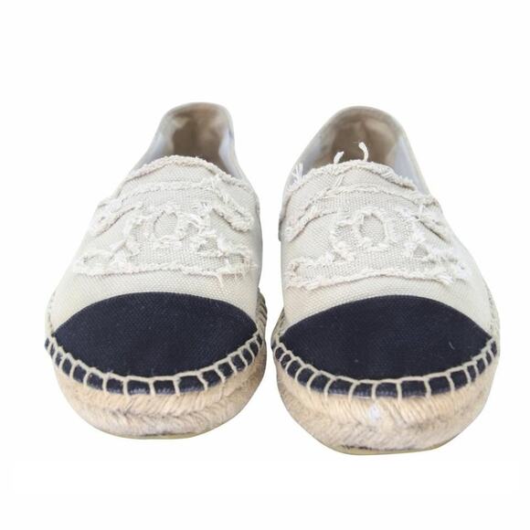 Chanel Espadrille 38 Cc Raw Canvas Woven Flats CC-0508N-0168 - Picture 3 of 11